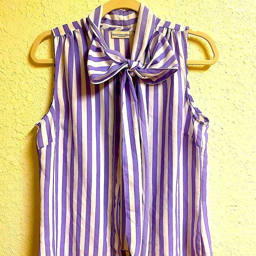 Eva Mendes for NY & Co. Isabella Stripe Bow Blouse Eva Mendes Collection